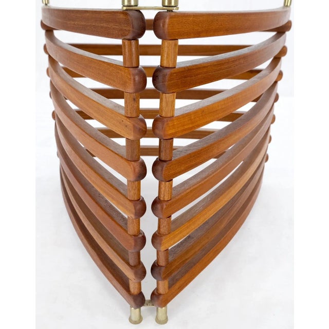 Danish Mid-Century Modern Teak Slats Triangular Base Glass Top Coffee Table For Sale - Image 10 of 13