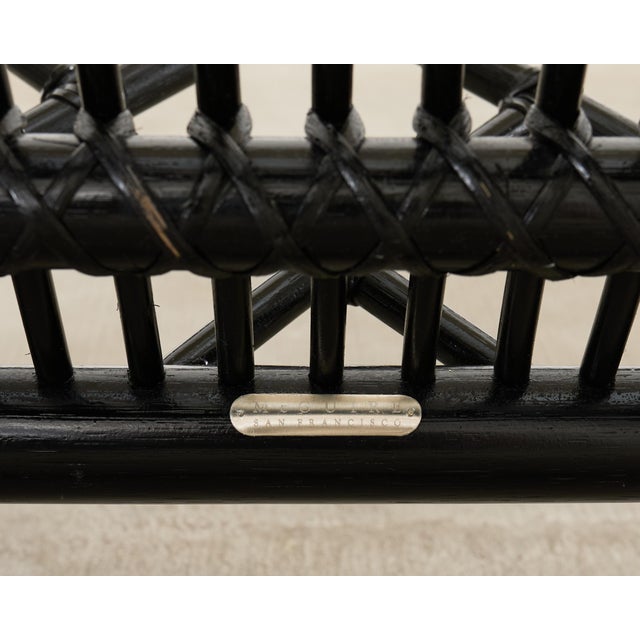 Wood McGuire Rattan Chinese Chippendale Lacquered Lounge Chair For Sale - Image 7 of 18