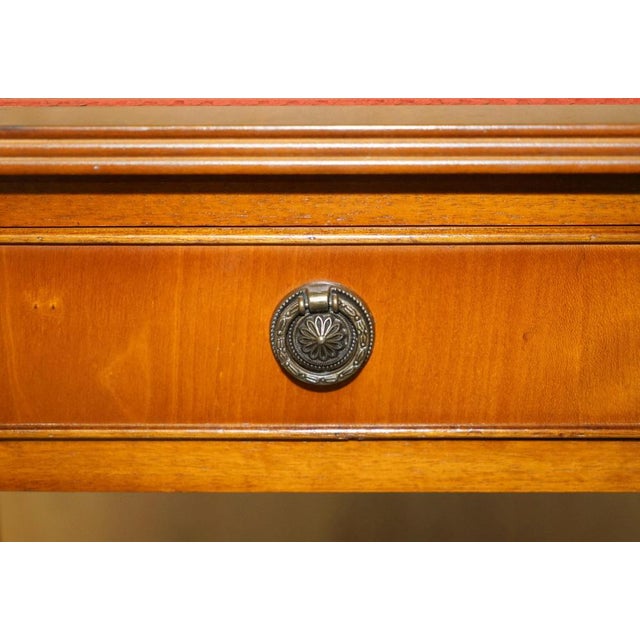 Vintage Oxblood Leather Extending Side Table with Gold Leaf Inlay For Sale - Image 4 of 18