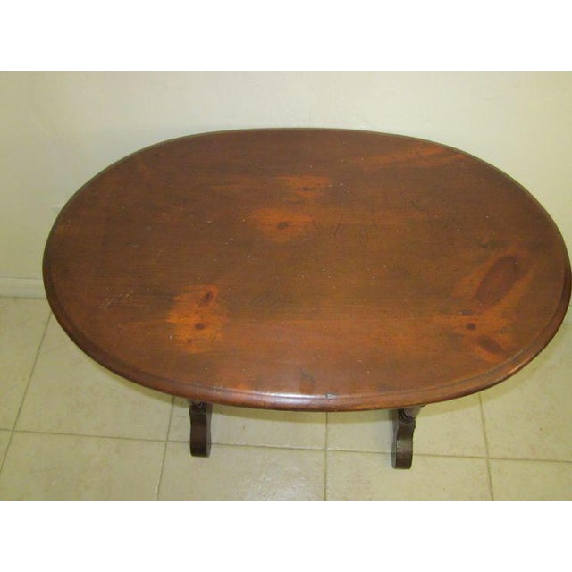 English Vintage Colonial Style Wood Accent Table Dark Tone For Sale - Image 3 of 10