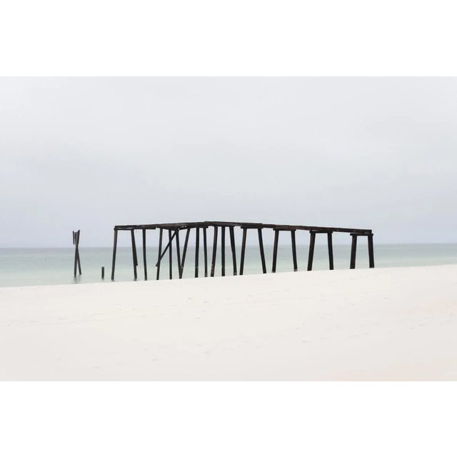 'Old Pier' Neutral Coastal Wall Art, 45 X 30" Contemporary Minimalist Photography Print, Florida Art Print For Sale