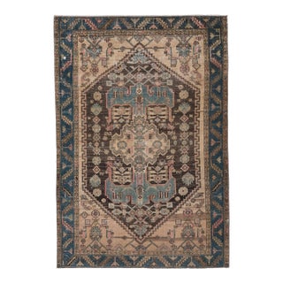 1970s Vintage Persian Handmade Wool Cotton Area Rug For Sale