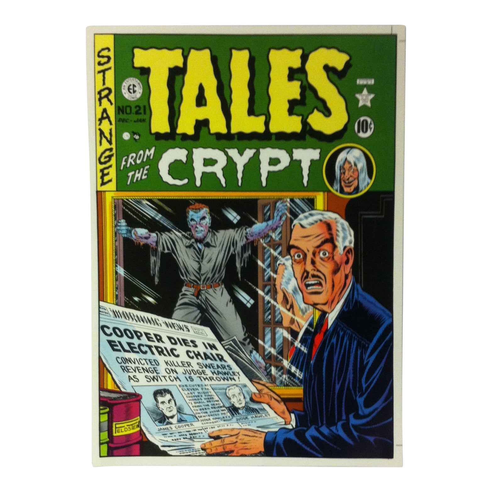 Circa 1970 "Cooper Dies in Electric Chair" Print of Comic Artwork of