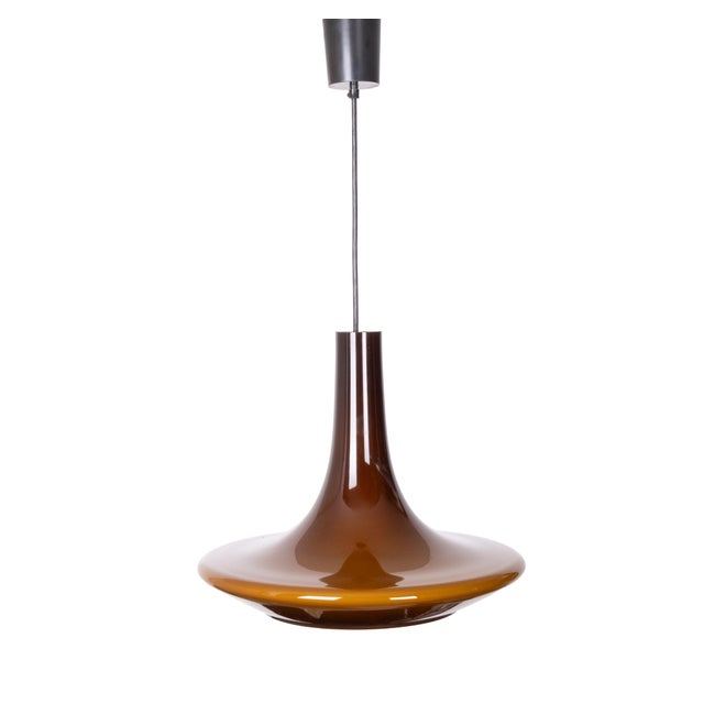 Mid-Century Modern Large Amber Murano Glass Pendant Light by Peill & Putzler, Germany, 1970s For Sale - Image 3 of 10