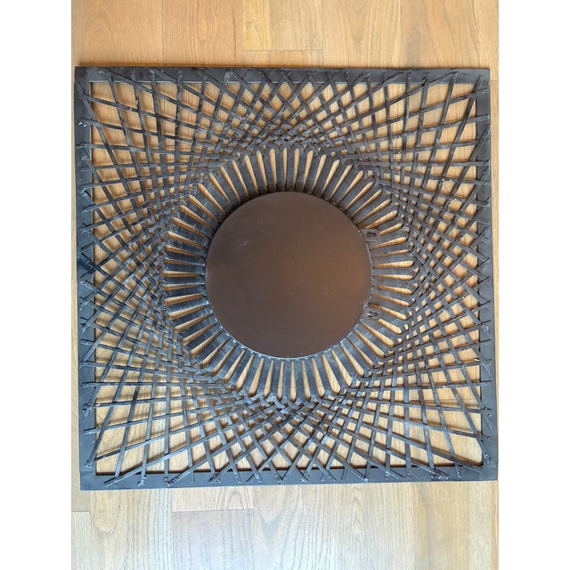 Early 21st Century Pair of Square Metal Frames With Round Mirror Inserts For Sale - Image 5 of 5