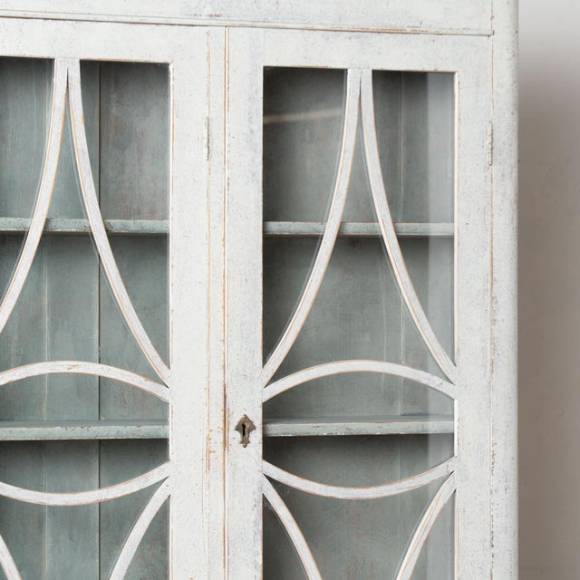 Late 19th Century Swedish Gustvian Bookcase Display Cabinet With Upper Glass Doors For Sale - Image 6 of 13