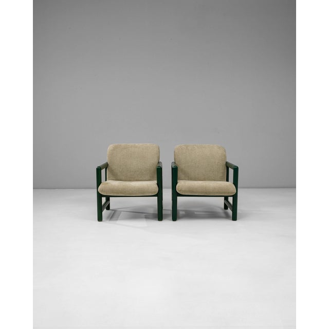 Mid-Century Modern 20th Century Czech Lounge Chairs With Green Tubular Frames - A Pair For Sale - Image 3 of 18