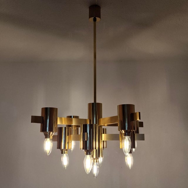 Large German Brass Sputnik Chandelier with Amber-Colored Glass Globes by Hans-Agne Jakobsson, 1960s For Sale - Image 16 of 17