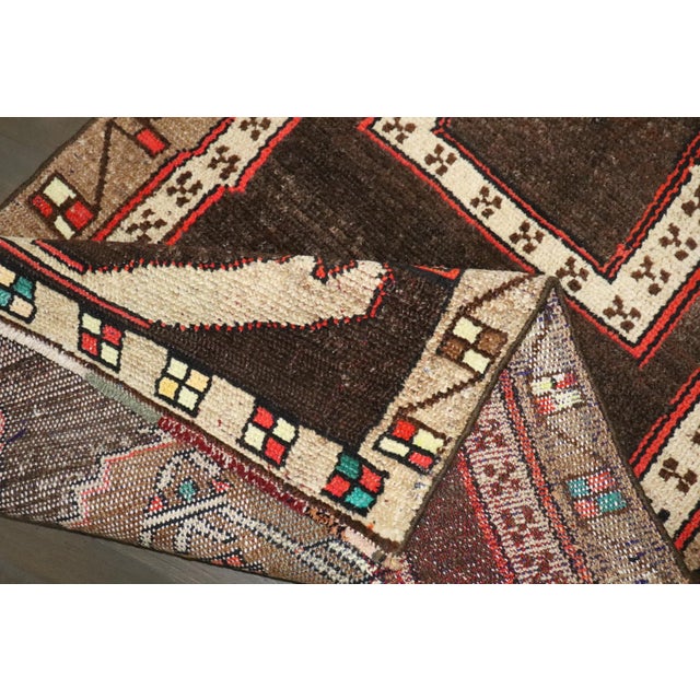 Textile Vintage Chocolate Brown Turkish Kars Small Carpet - 2'11" x 4'4" For Sale - Image 7 of 7