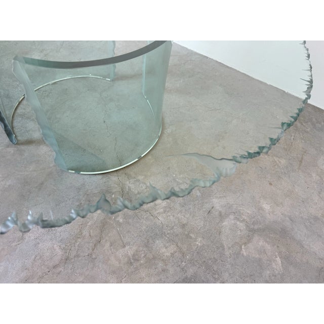 1980's Danny Lane - Style Sculptural Art Hand Carved Glass Coffee Table For Sale - Image 4 of 12