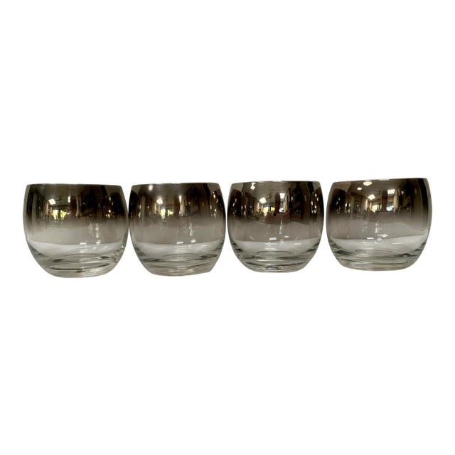 Vintage Silver Fade Roly Poly Glasses - Set of 4 For Sale