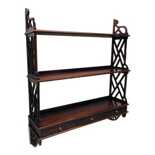 Mahogany Chinese Chippendale Style Wall Shelf For Sale