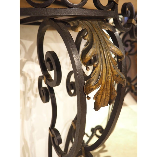 19th Century French Wrought Iron and Tole Console Table With Brocatelle Marble Top For Sale - Image 12 of 18
