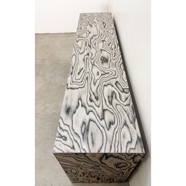 Vintage 1980s Postmodern Memphis Charcoal Burl Wood Console Table For Sale - Image 10 of 11