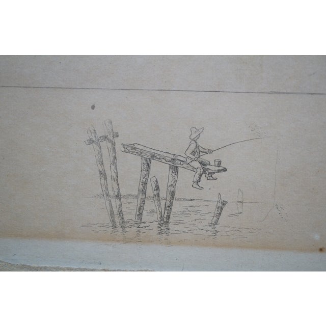 Late 19th Century Antique Charles Frederick Mielatz Signed Maritime Sailboat Seascape Etching 28" For Sale - Image 5 of 11