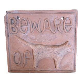 Plaster Beware of Cat Sign For Sale