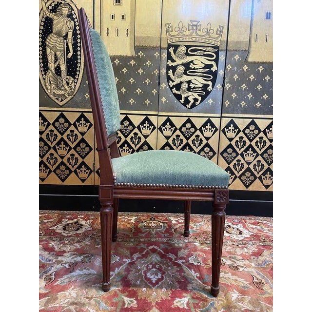 Louis Xvi Style Green Velvet Chairs, Set of 6 For Sale - Image 6 of 10