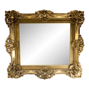 19th Century French Louis XV Style Gold Rococo Gilt Framed Mirror