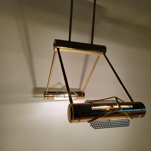 Gold Trapezio Pendant Lamp in Brass by Cattaneo, Italy, 1970s For Sale - Image 8 of 10