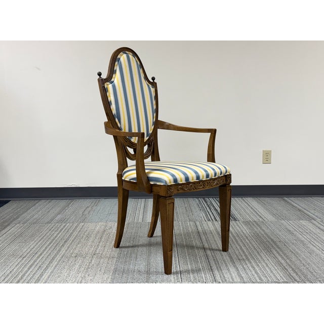 -DINING ARMCHAIR CARVED WOOD ~ SET OF 4 -MANUFACTURE: ROMWEBER -IN THE STYLE OF: NEOCLASSICAL REVIVAL -DATE OF...