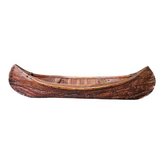 Stunning Early 1900 Large Birch Bark Canoe Model For Sale