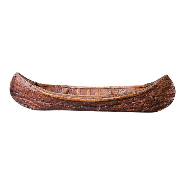 Stunning Early 1900 Large Birch Bark Canoe Model For Sale