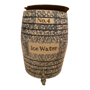 Early 20th Century 4 Gallon Blue Spongeware Ice Water Cooler