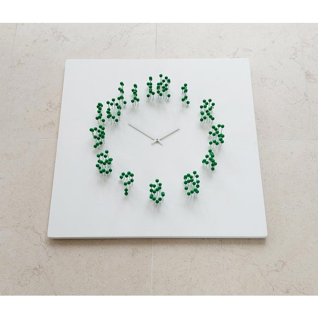Green Mocapwhite-Green Illusionistic Wall Clock by Jan Paul For Sale - Image 8 of 13