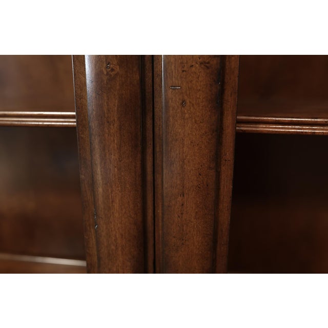 One Warm Walnut Tabaccoo-Brown Single Bunching Bookcase With Lights and Glass Shelf For Sale - Image 9 of 11