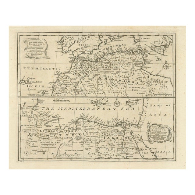 Mediterranean and Barbary Coast by Bowen, 1747 For Sale