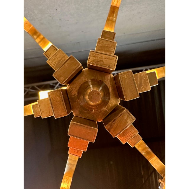 Art Deco Chandelier in Opaline and Brass, 1930s For Sale - Image 9 of 18