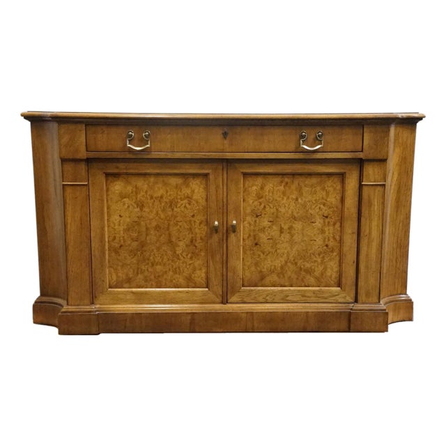 Century Furniture Italian Neoclassical Tuscan Style Burled Walnut 56" Server Buffet For Sale