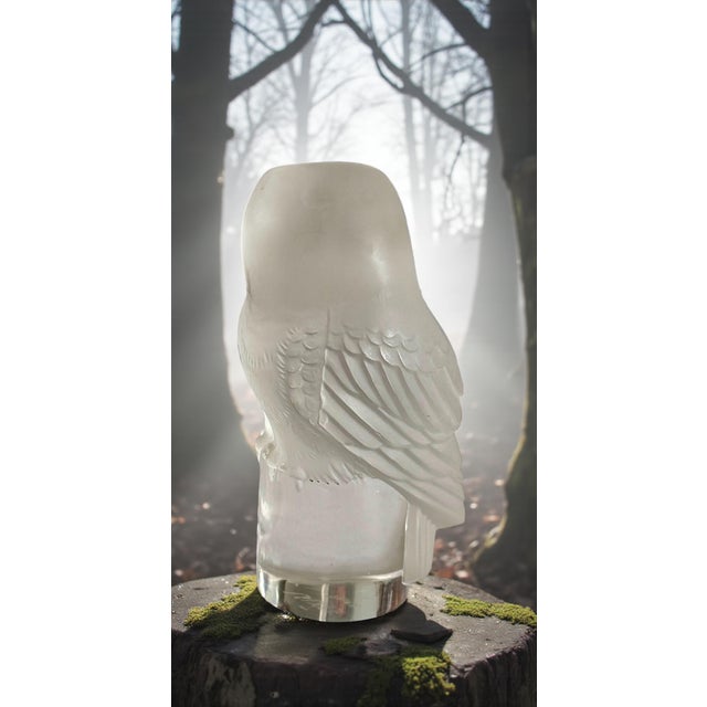1960s Vintage Lalique Crystal Owl Figurine-France Signed-Detailed Mold-Art Deco-Glass For Sale - Image 5 of 7