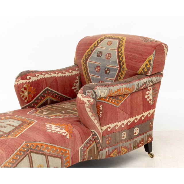 George Smith George Smith Kilim Upholstered Chaise Longue For Sale - Image 4 of 9