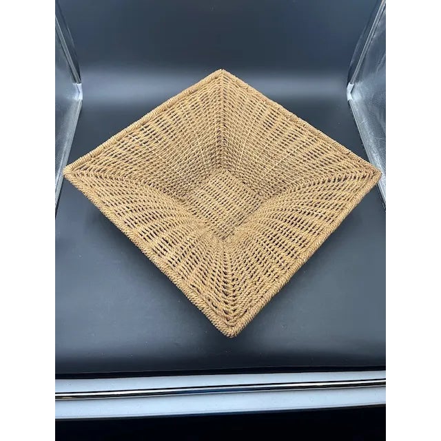 Mid 20th Century Set of 3 Square Vintage Natural Woven Seagrass Baskets For Sale - Image 5 of 12