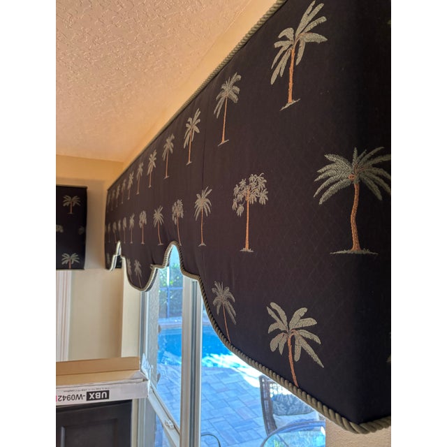 2000 - 2009 Custom Palm Tree Scalloped Valances – Set of 2 For Sale - Image 5 of 14