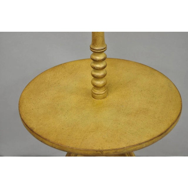 Vintage French Country Carved Wood Candlestick Tea Table Pedestal Floor Lamp For Sale - Image 4 of 12