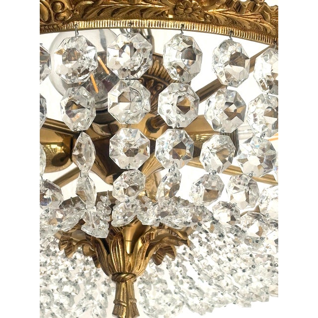 Vintage Spanish Brass and Crystal Ceiling Lamp, 1950s For Sale - Image 13 of 14