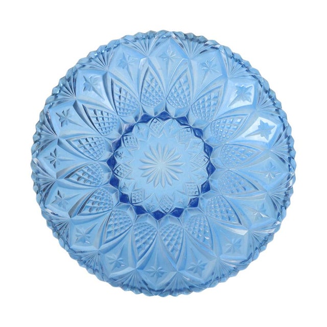 Vintage French Fruit Bowl in Blue Pressed Glass, 1960s For Sale - Image 13 of 15