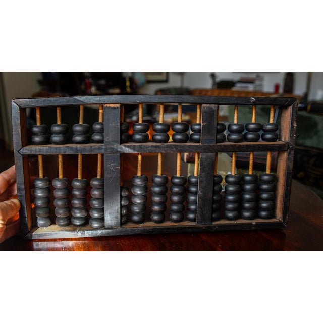 Large Vintage Chinese Wooden Abacus With Metal Accidents For Sale - Image 4 of 16
