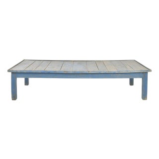 Antique Coffee Table with Blue Patina For Sale