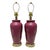 Vintage Sang De Boeuf Oxblood Glazed Ceramic and Brass Table Lamps With Shades - a Pair For Sale - Image 10 of 10