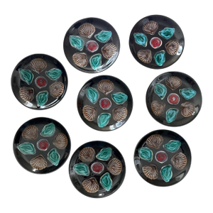 Vintage Mid-Century French Majolica Oyster Plates – Set of 8