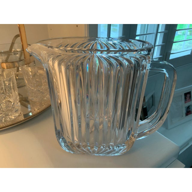 Transparent Contemporary Cut Crystal Pitcher For Sale - Image 8 of 11