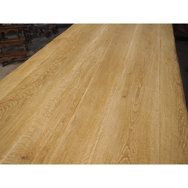 French Antique French Bleached Oak Beam Stretcher Dining Table, Late 19th Century For Sale - Image 3 of 18