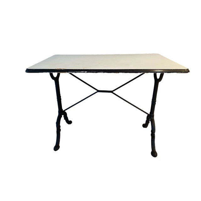 Vintage European Porcelain Top Bistro Table For Sale - Image 4 of 9