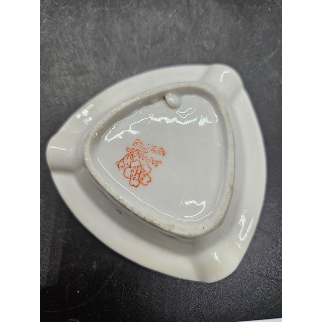 Art Deco Vintage Hotta Yu Shoten & Co. Hand Painted Porcelain Ceramic Ashtray ~ Japan For Sale - Image 3 of 3
