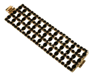 Vintage Dominique Bracelet Black Stones in Gold-Plated Metal