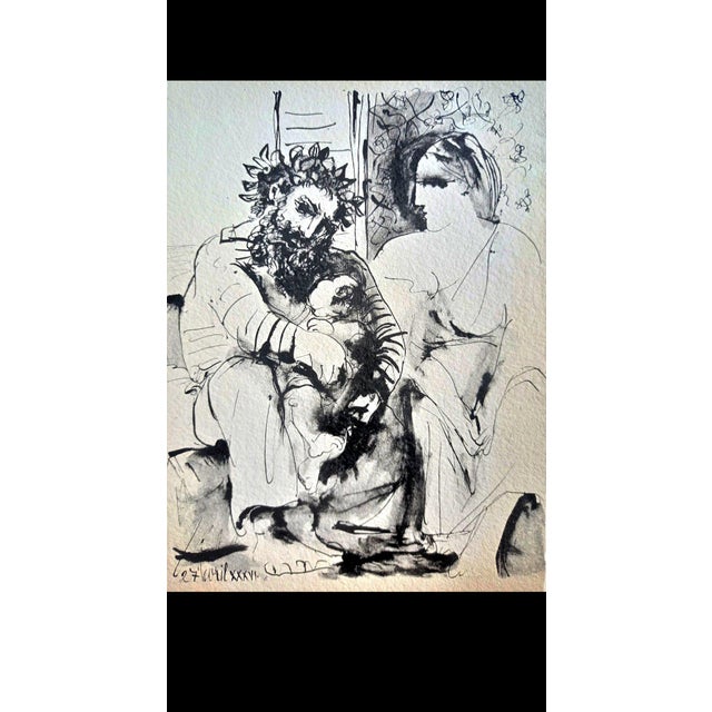 Pablo PICASSO, "Scène de Famille" (Family Scene), 1936; pochoir-enhanced lithograph after a watercolor (Jacomet process),...