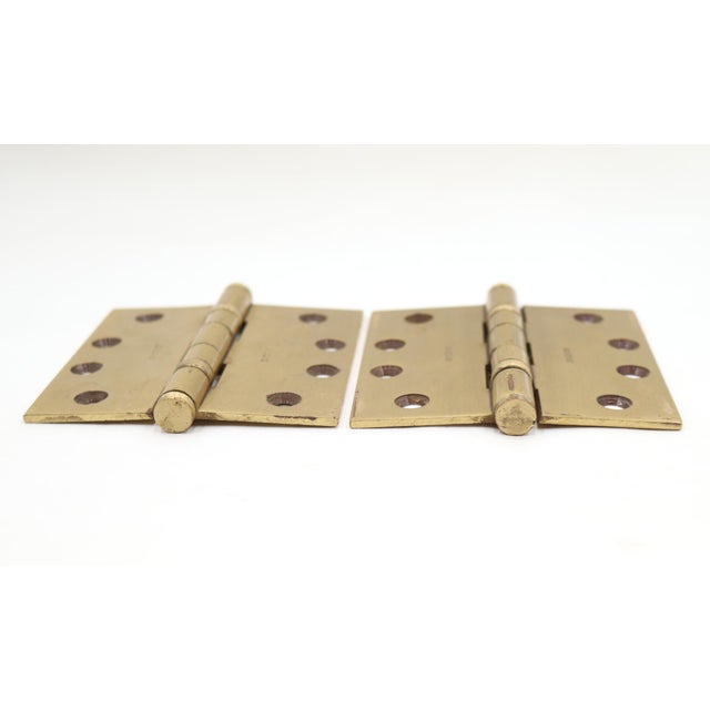 Pair of Reclaimed 4 X 4 In. Brass Baldwin Ball Bearing Door Hinges For Sale - Image 4 of 5
